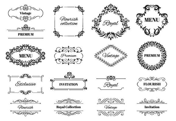 Decoration ornament frame. Vintage calligraphic motif ornate text, ornamental frames and decorative borders vector illustration set