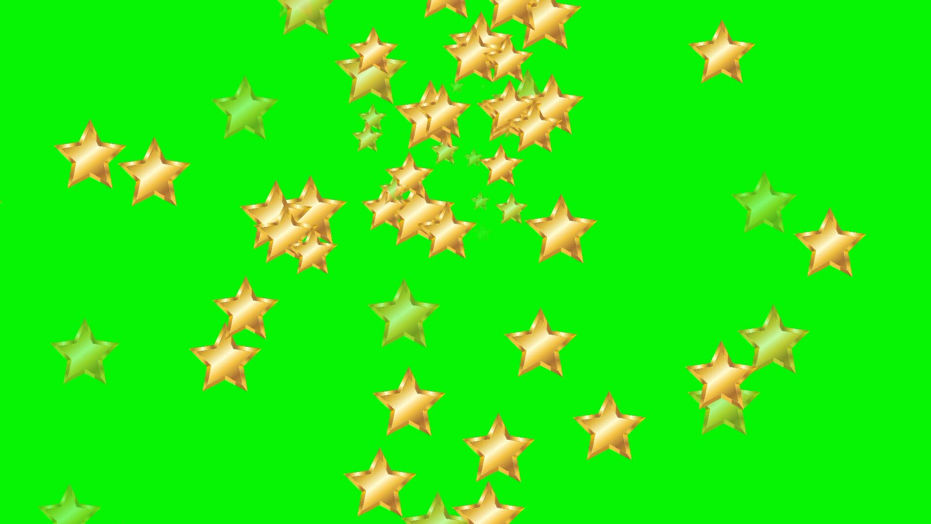 Fountaining golden stars falling down on green screen background. Celebration concept video