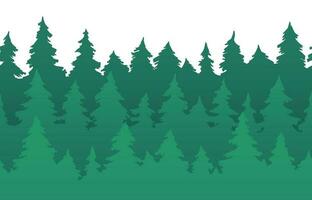 Forest fir trees seamless pattern. Pine silhouette, nature forests and green tree silhouettes vector background illustration