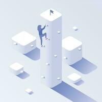Business climbing target. Progress success, career growth ambition and motivation effort isometric vector concept illustration