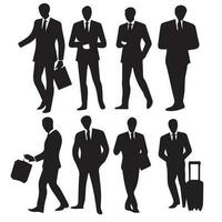 set of man and women business silhouettes vector