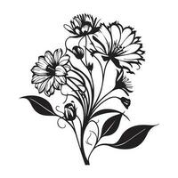 Floral Flower Vector Line art Illustration, Floral Flower vector Silhouette, Flower vector. Floral Pattern