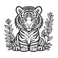 This is a Tiger Vector Logo Concept, Tiger Vector Clipart. Line art Tiger Vector Illustration.