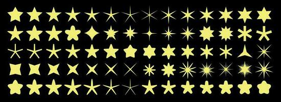 Star silhouette icons. Yellow ranking stars and favourite icon silhouettes vector set