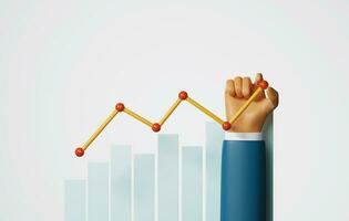 Businessman hand changing graph direction. Planning a new business strategy going in a better direction or growing up. 3d rendering, 3d illustration photo