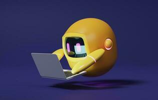 Robot conversational technology on purple background. . 3d rendering,3d illustration photo