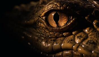 Crocodile close up terrifying teeth, one large predator generated by AI photo