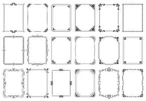 Decorative frames. Retro ornamental frame, vintage rectangle ornaments and ornate border vector set