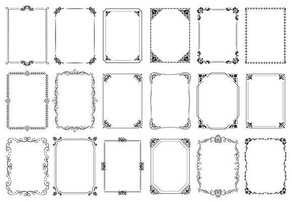 Decorative frames. Retro ornamental frame, vintage rectangle ornaments and ornate border vector set