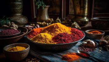 A bowl of spicy curry powder seasoning generated by AI photo