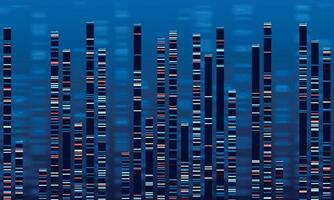 DNA data chart. Medicine test graphic, abstract genome sequences graph and genomics map vector illustration