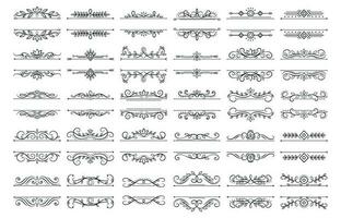 Vintage calligraphic dividers. Ornate swirl divider, ornamental curls frames and ornate decor frame template vector set