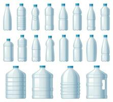 el plastico botellas agua enfriador botella, mascota paquete para líquidos y soda bebida bebida vector ilustración conjunto