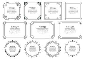 Royal hand drawn text frame. Retro elegant graphic frame, vintage ornamental border and decorative book emblem vector set