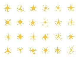 Sparkling stars. Shiny sparks, glitter light star and sparkle elements vector set