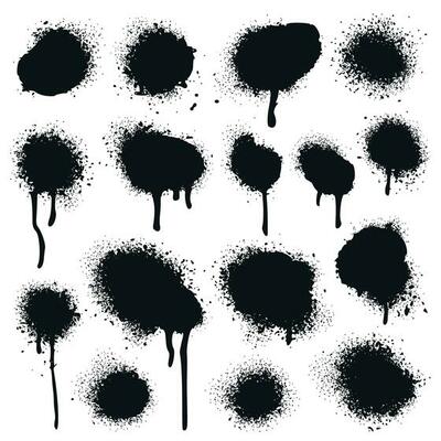 Spray painted texture. Paint splatter dots, graffiti drips and sprayed paints vector set