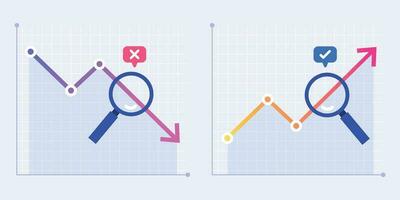 Crisis and growth analytics. Business analyst, financial stabilization and sales arrow graph prediction flat vector illustration