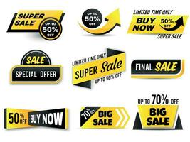 Sale banners. Special offer banner, low price tags and super sale badges vector set