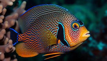 Vibrant clown fish in coral reef paradise generated by AI photo