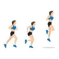 Woman doing single or one leg hops or jumps exercise. Hops or hopping exercise. vector