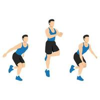 Man doing single or one leg hops or jumps exercise. vector