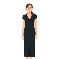 mujer en fiesta avatar, mujer en largo fiesta vestido, negocio personaje vector