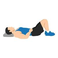 Man doing semi supine laying down or constructive rest position exercise. vector