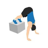 Man doing box pike holds exercise. Pike push up with box vector