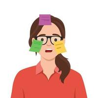 mujer cara con papel para un mensaje. vector