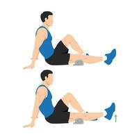 Man doing seated knee extensions exercise. vector