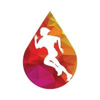 Running woman side view. vector illustration. inside the shape of water drop pattern color.