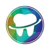 Tooth logo dental care with circle shape vector illustration