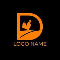 D initial, farm logo design vector