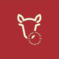 sencillo carnicería logo carne de vaca Insignia idea, orgánico carne tienda vector diseño inspiración