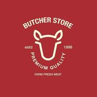 Simple Butchery Logo Beef Badge Idea, Organic Meat Shop Vector Design Inspiration