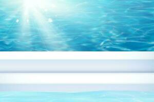 Clear summer swimming pool background in 3d illustration vector