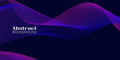 pink and purple glowing wavy line pattern on dark blue background with copy space. Modern technology futuristic neon color concept. Abstract wide banner design. vector