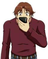 Man on Smartphone on White vector