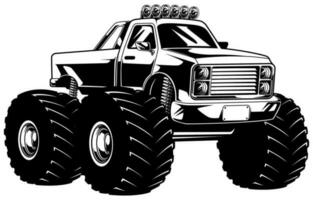 Monster Truck Mascot Line Art vector