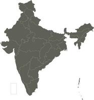 Vector blank map of India with states and territories and administrative divisions. Editable and clearly labeled layers.