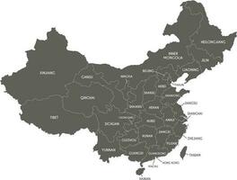 Vector map of China with provinces, regions and administrative divisions. Editable and clearly labeled layers.