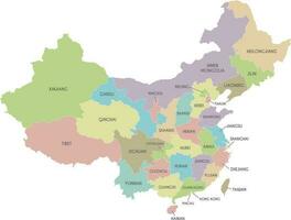 Vector map of China with provinces, regions and administrative divisions. Editable and clearly labeled layers.