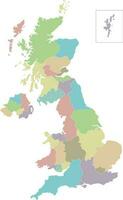 Vector blank map of UK with administrative divisions. Editable and clearly labeled layers.