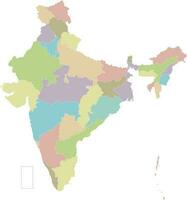 Vector blank map of India with states and territories and administrative divisions. Editable and clearly labeled layers.