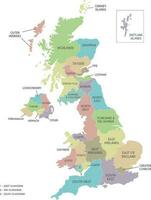 Vector map of UK with administrative divisions. Editable and clearly labeled layers.