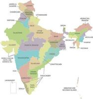 Vector map of India with states and territories and administrative divisions. Editable and clearly labeled layers.