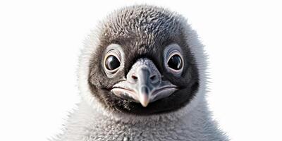 ai generado. ai generativo. foto ilustración de pequeño bebé pingüino linda gracioso rostro. gráfico Arte