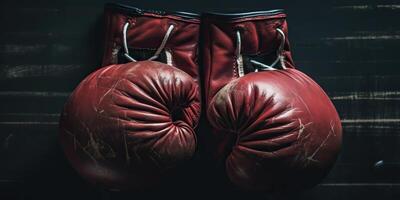 . . Old used vintage gym sport fit gloves fighwear boxer equipment. Graphic Art photo