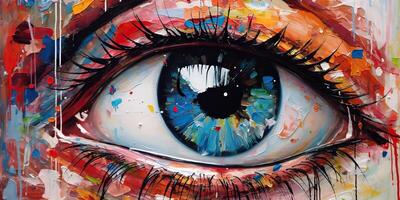 . . Photo realistic illustration of human eye oil draw. Graphic Art