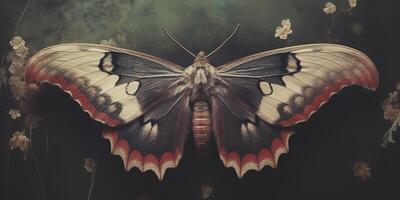 . . photo realistic illustration of A macro of a rare beautiful lunar moth. Graphic Art